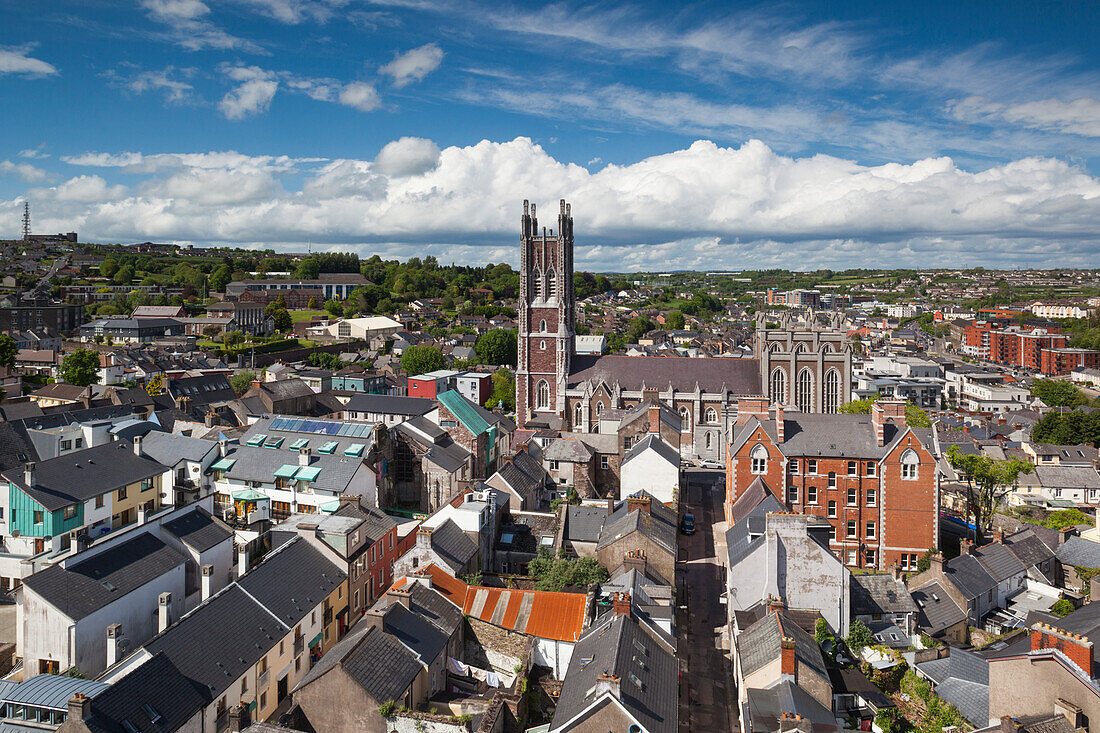 Ireland, County Cork, Cork City, elevated city view and St. Mary's Cathedral