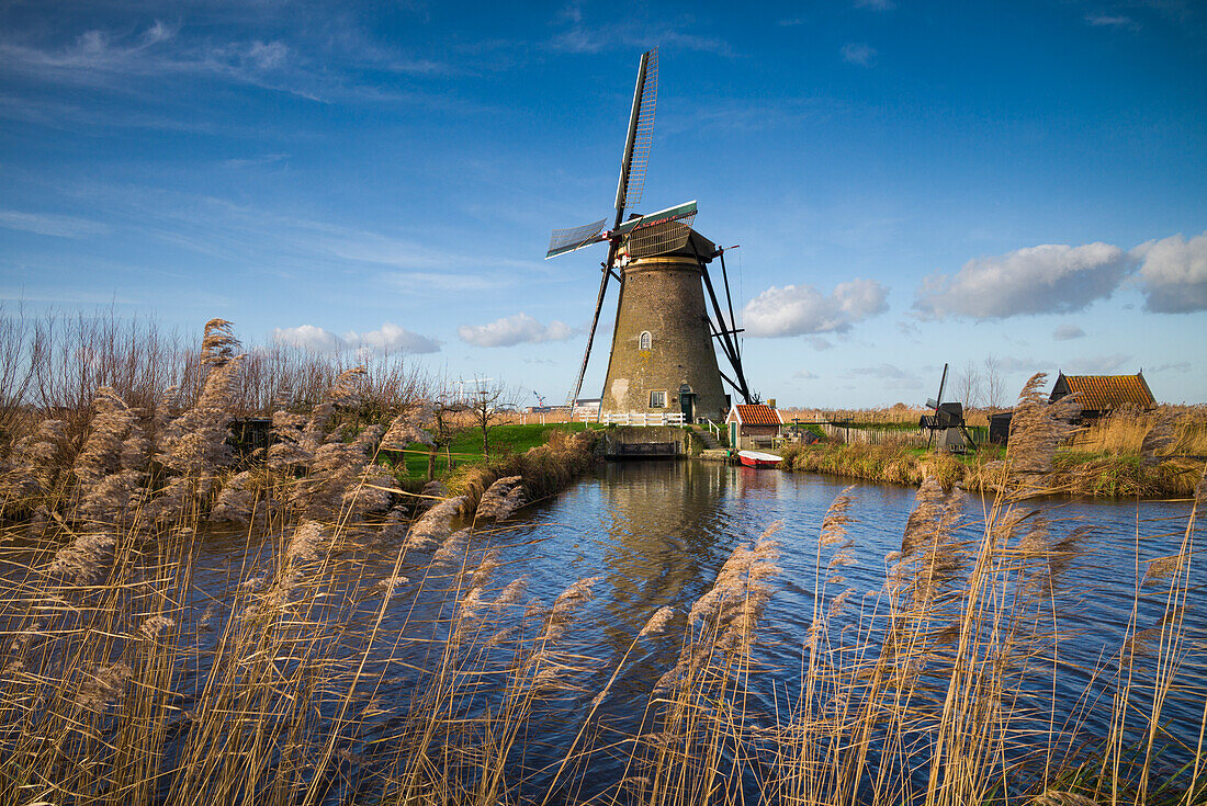 Netherlands, Kinderdijk. Traditional Dutch windmills