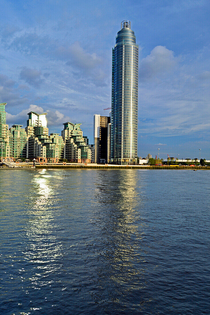 Europe, United Kingdom, England, London Borough of Lambeth, Vauxhall. St. George Wharf riverside development showing the St. George Wharf Tower (Vauxhall Tower).