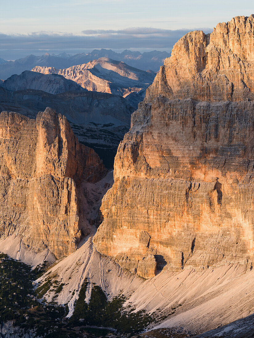 The Fanes Mountains in the Dolomites. The Dolomites are listed as UNESCO World Heritage Site. Central Europe, Italy