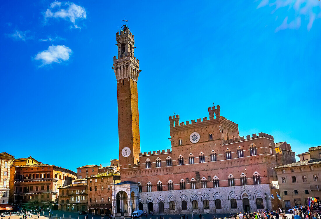 Mangia-Turm Piazza del Campo, Toskana, Siena, Italien.