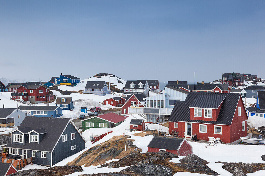 Greenland, Nuuk, Kolonihavn area, residential houses