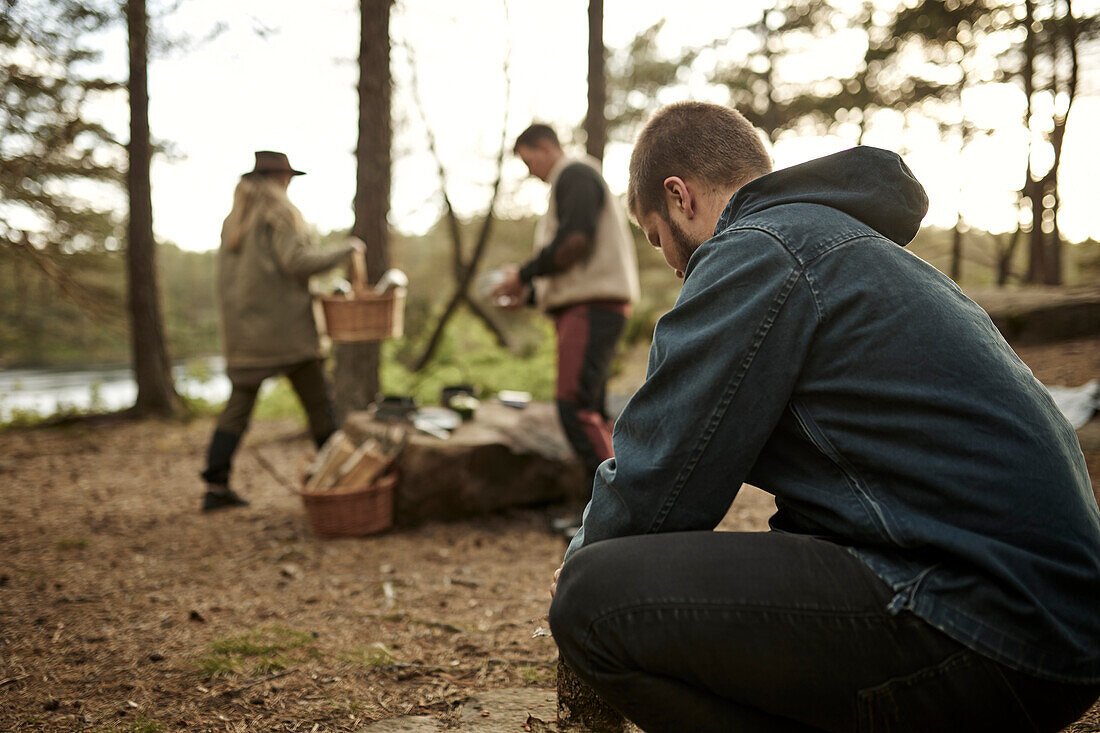 Man camping outdoors