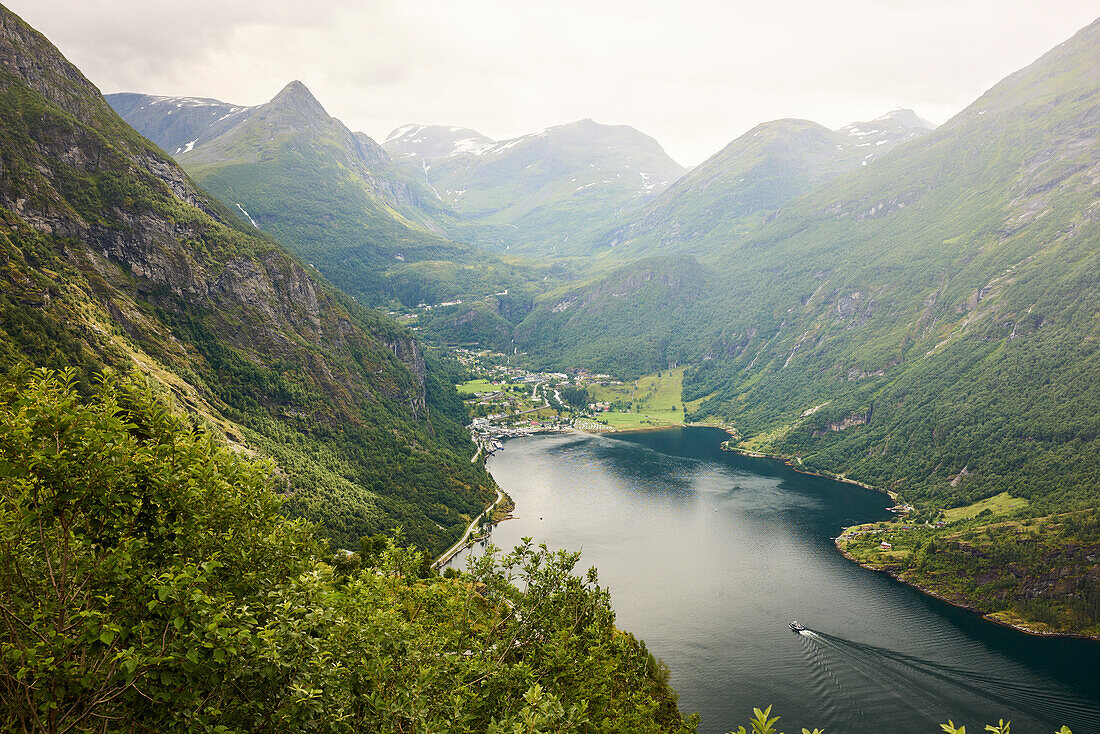 View of mountains lake