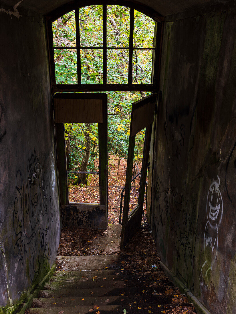 Eingangstür in verlassenem Gebäude
