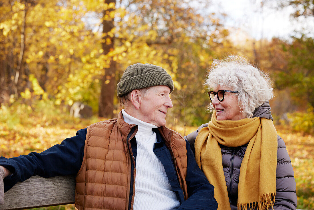 Senior couple resting in park