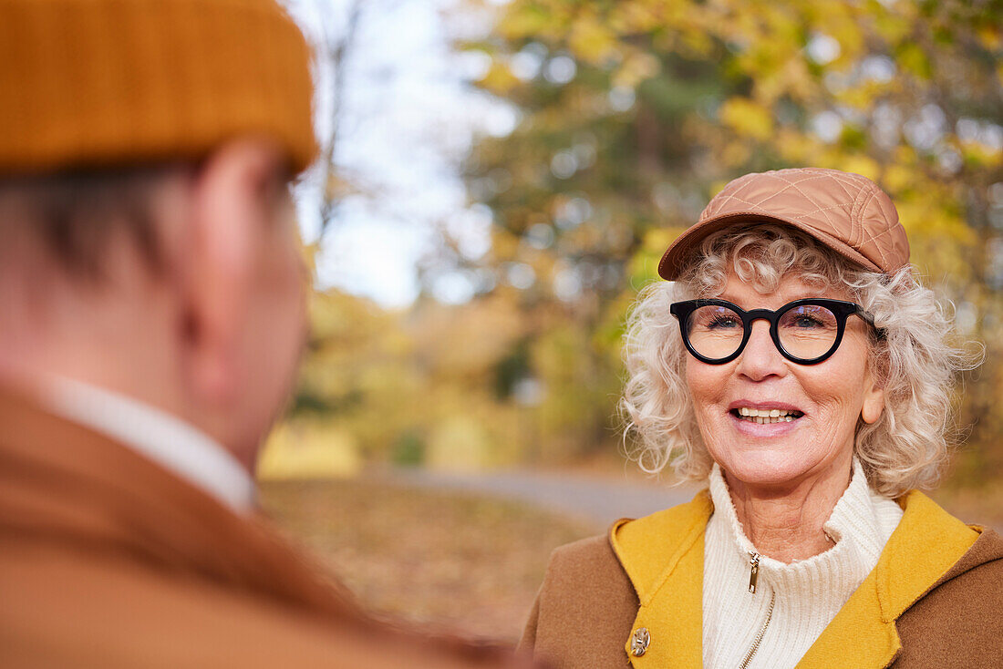 Smiling woman looking away