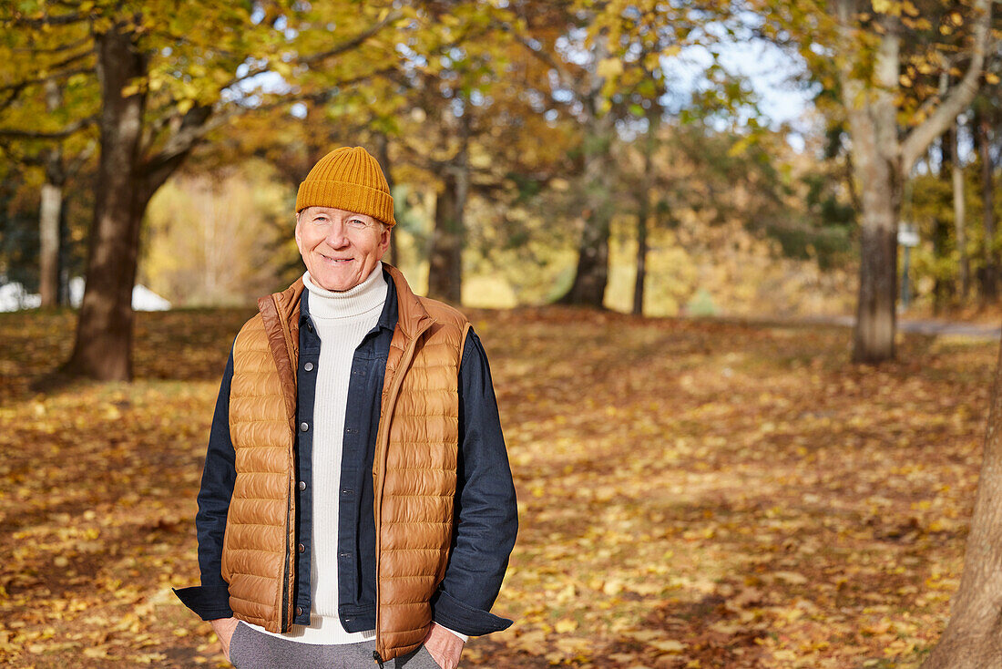 Smiling man looking away