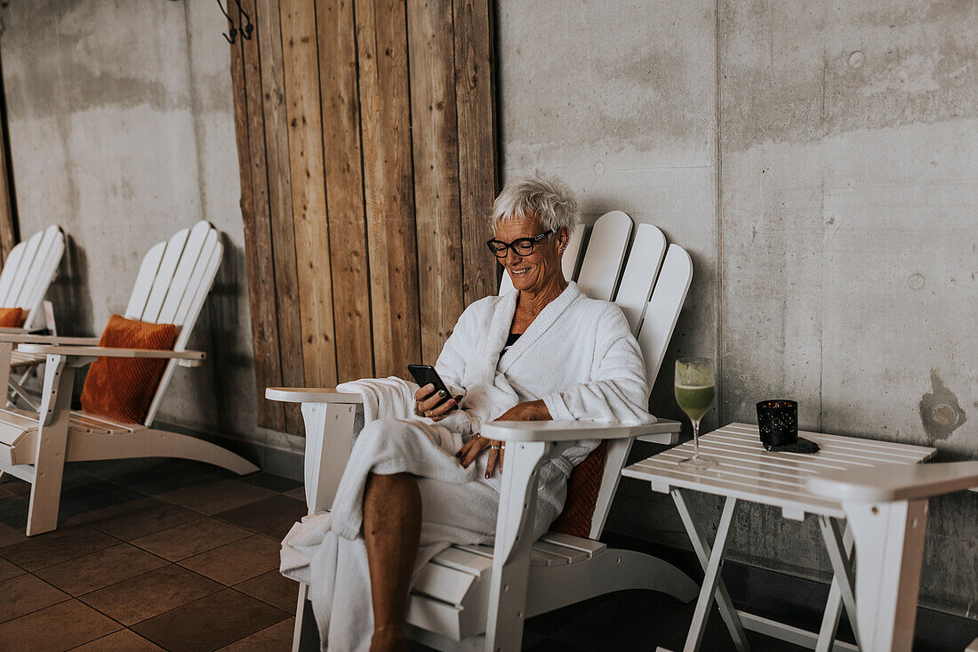 Woman relaxing in spa