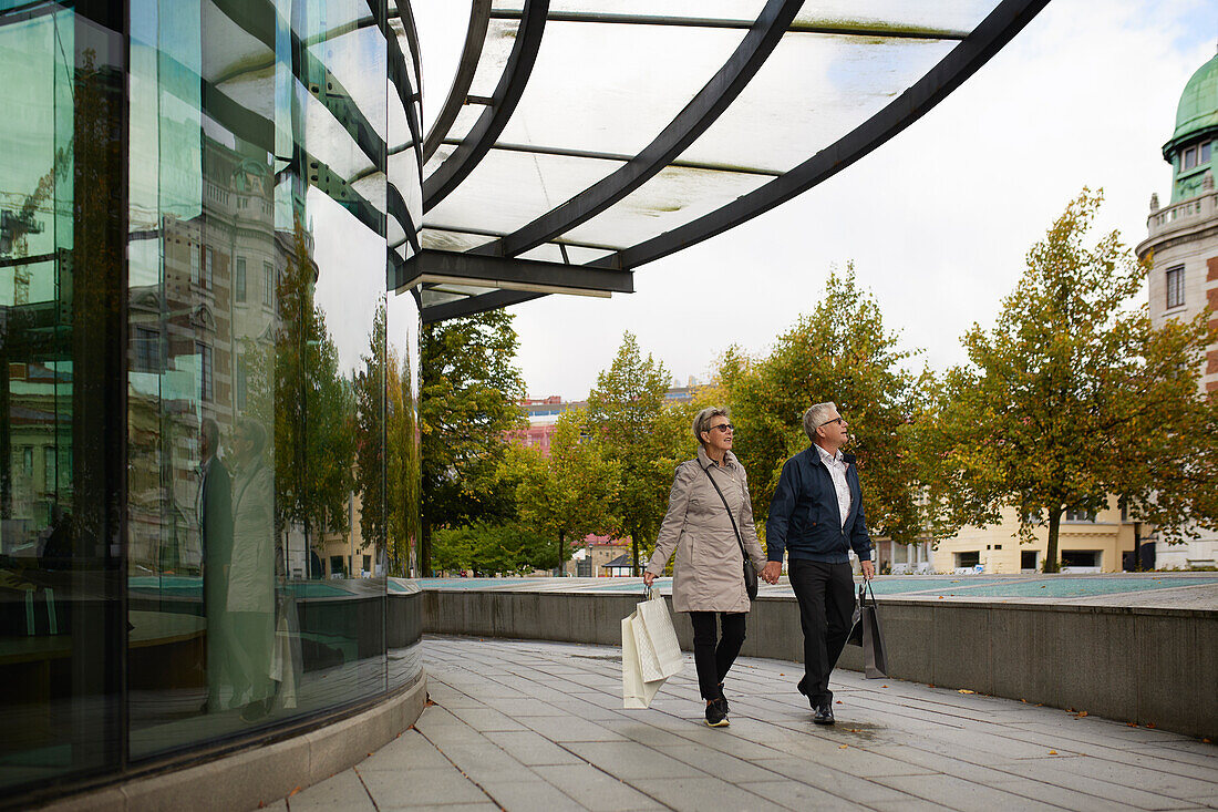 Mature couple walking together