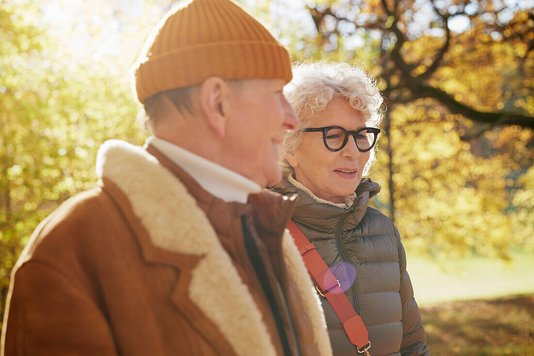 Senior couple in autumn park