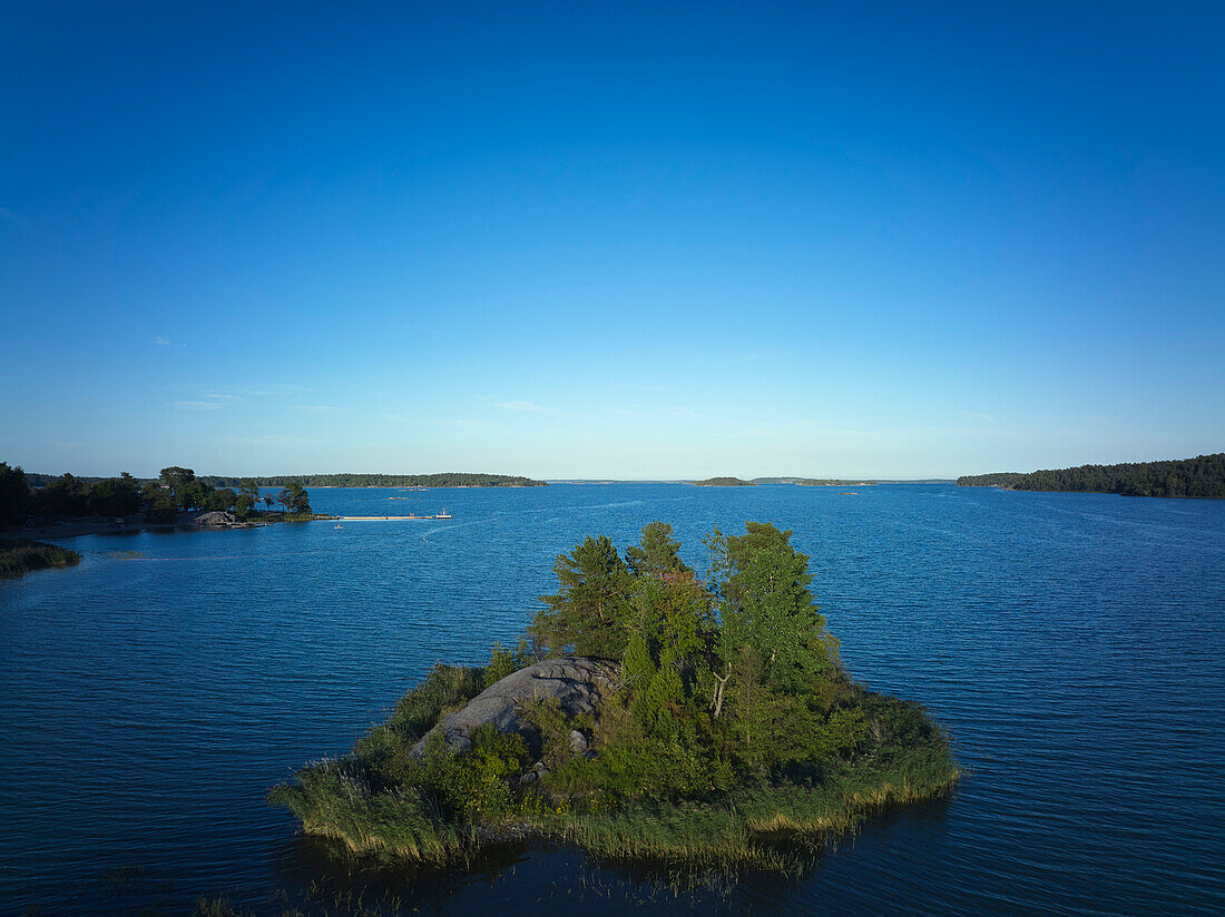 View of small island in lake