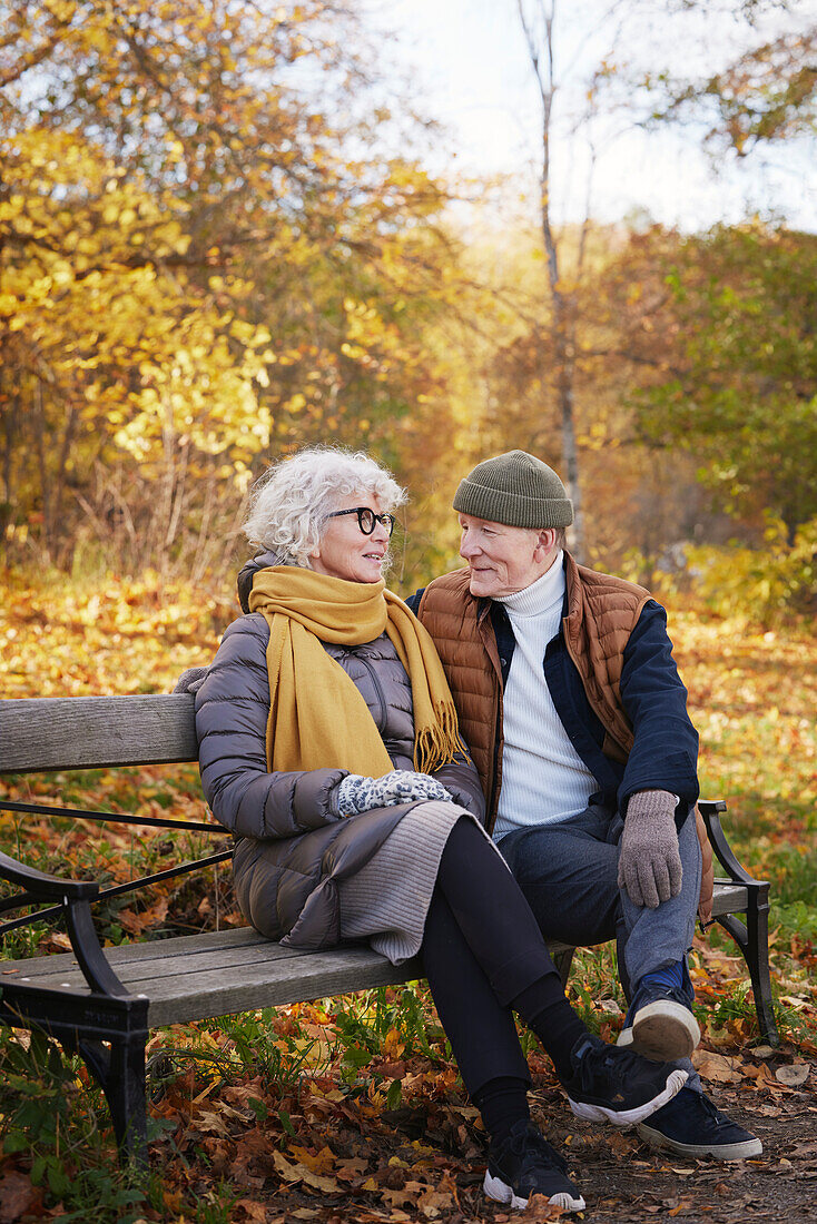 Senior couple resting in park