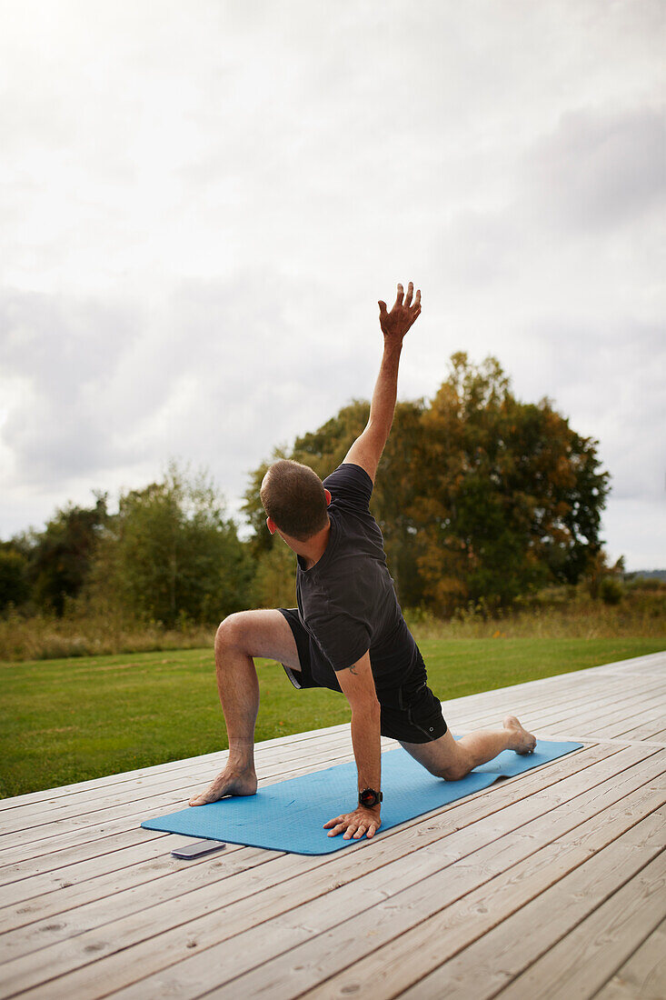 Man training at patio