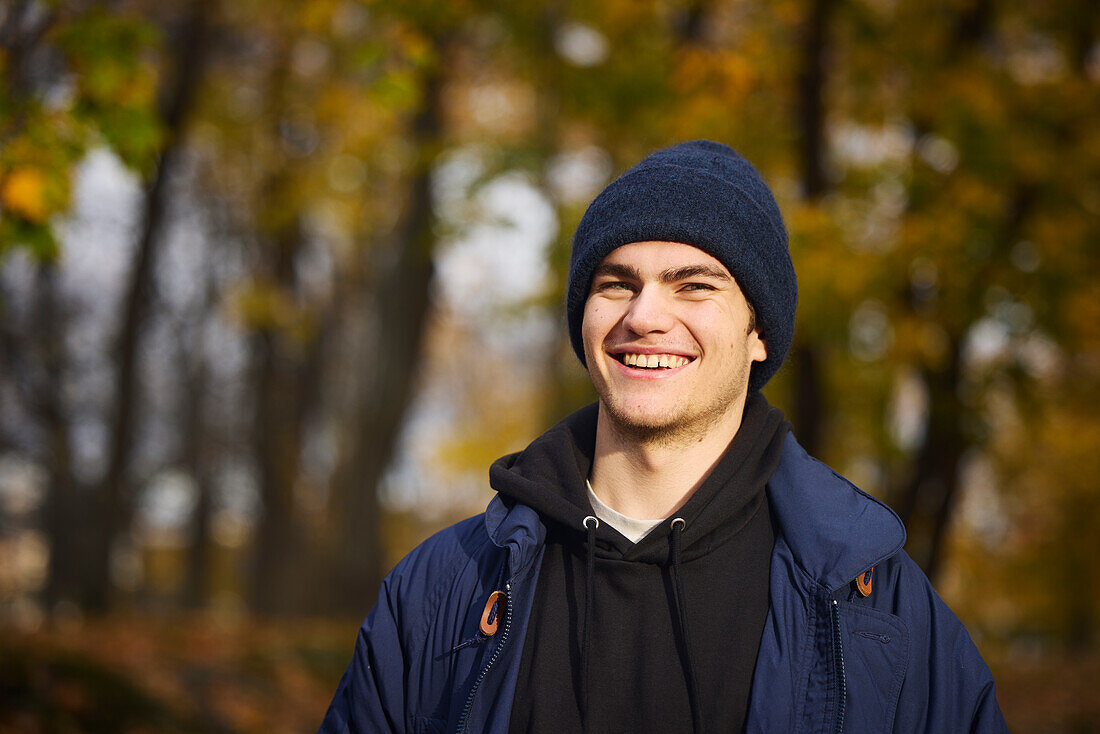 Smiling man looking away