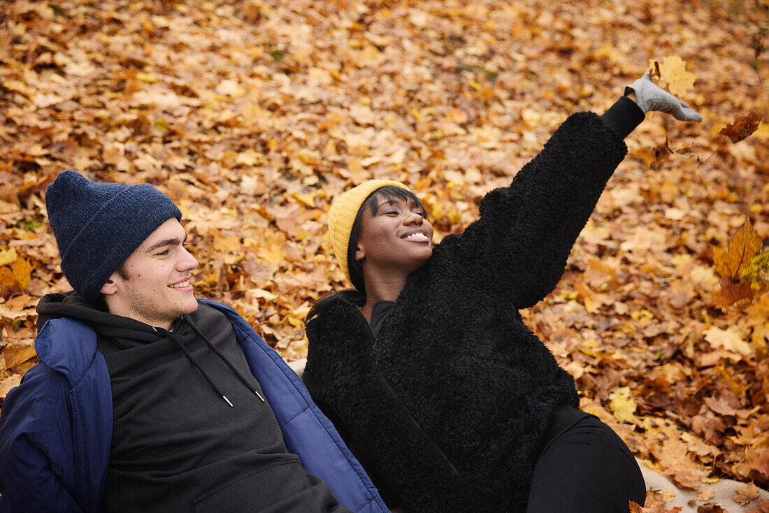 Young couple lying together