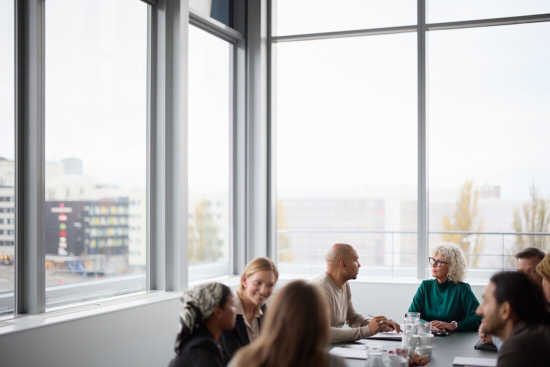 People talking during business meeting