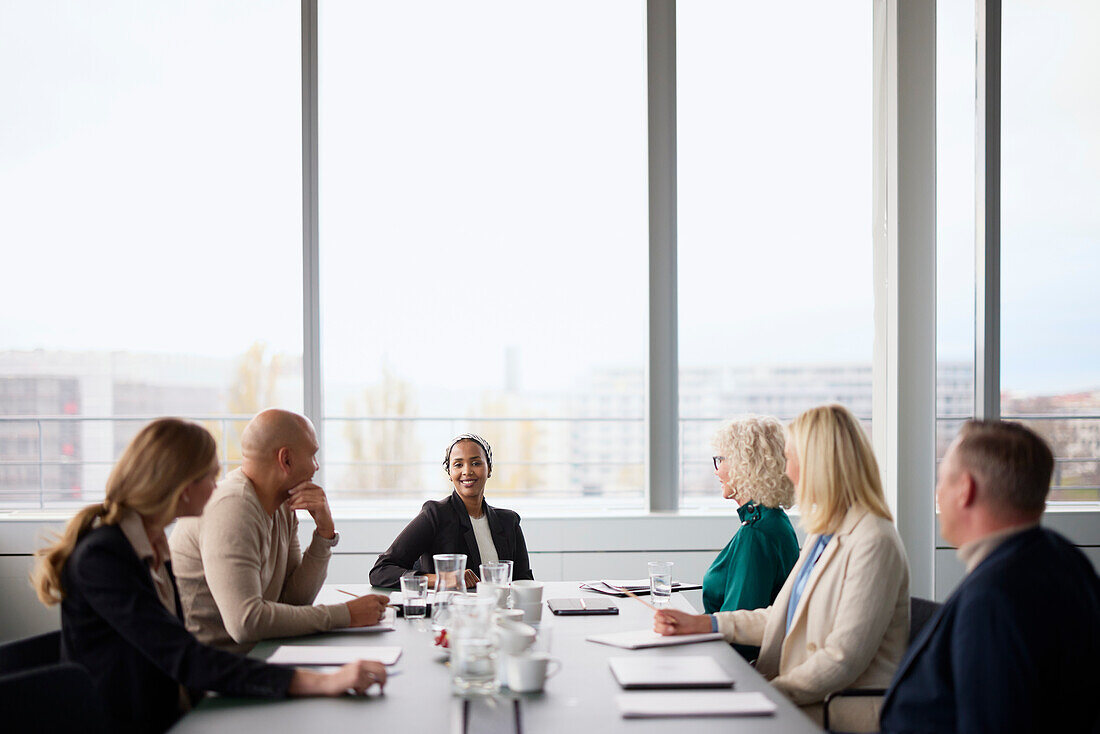 People talking during business meeting