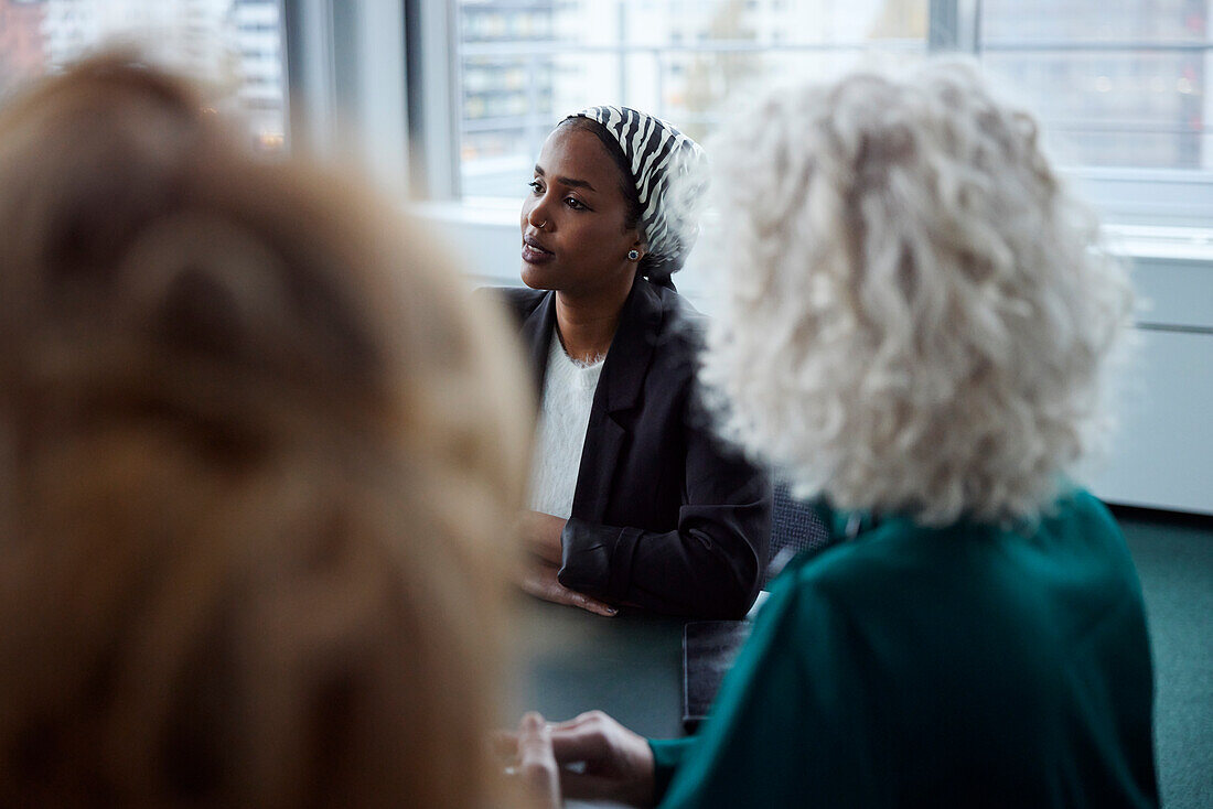 Woman during business meeting