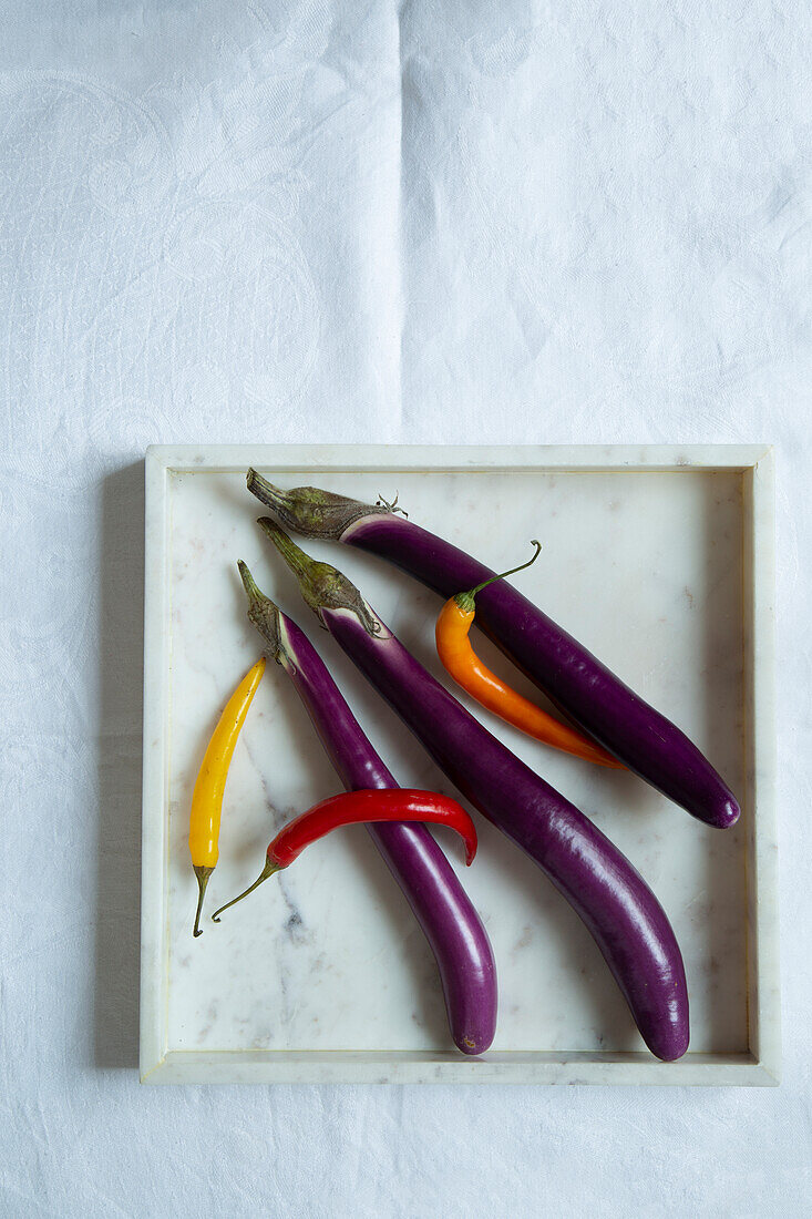 Colorful vegetables in white frame