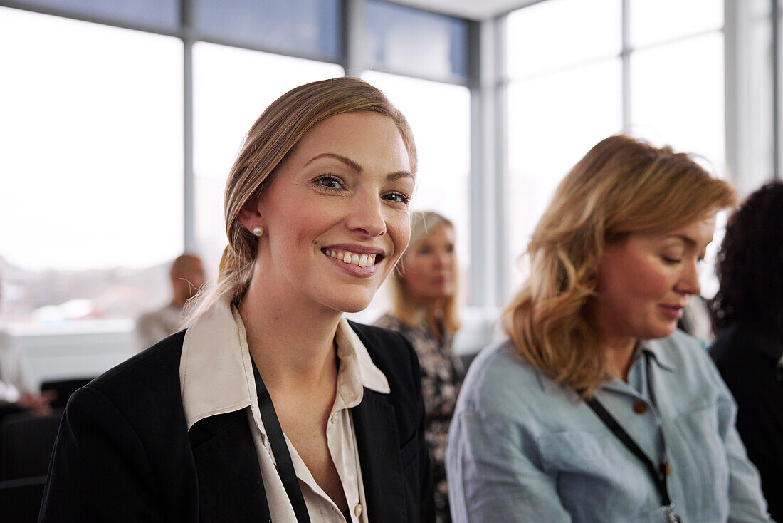 Smiling businesswoman during meeting