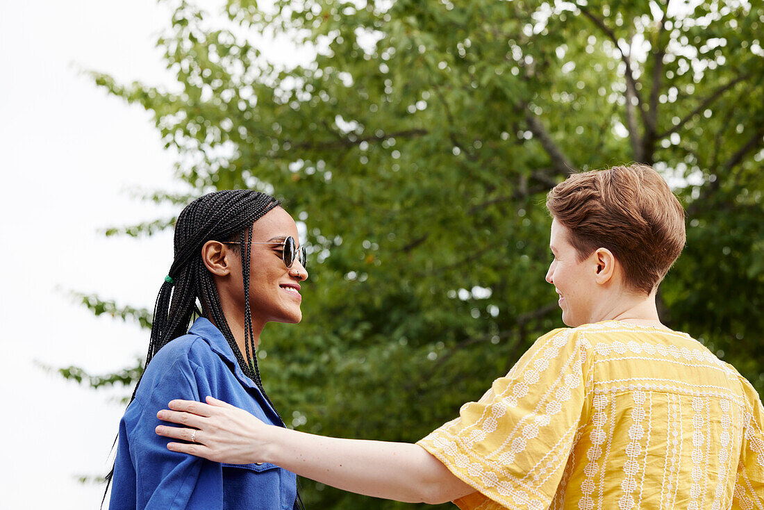 Female friends talking together