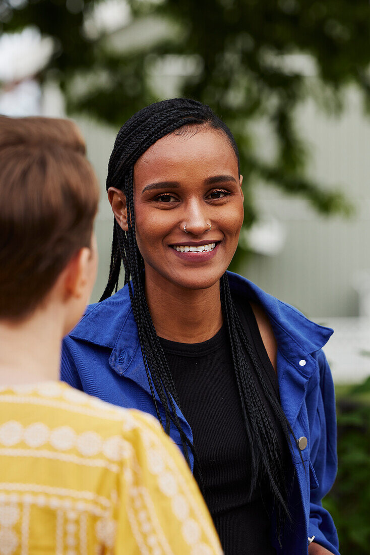 Smiling woman looking at camera