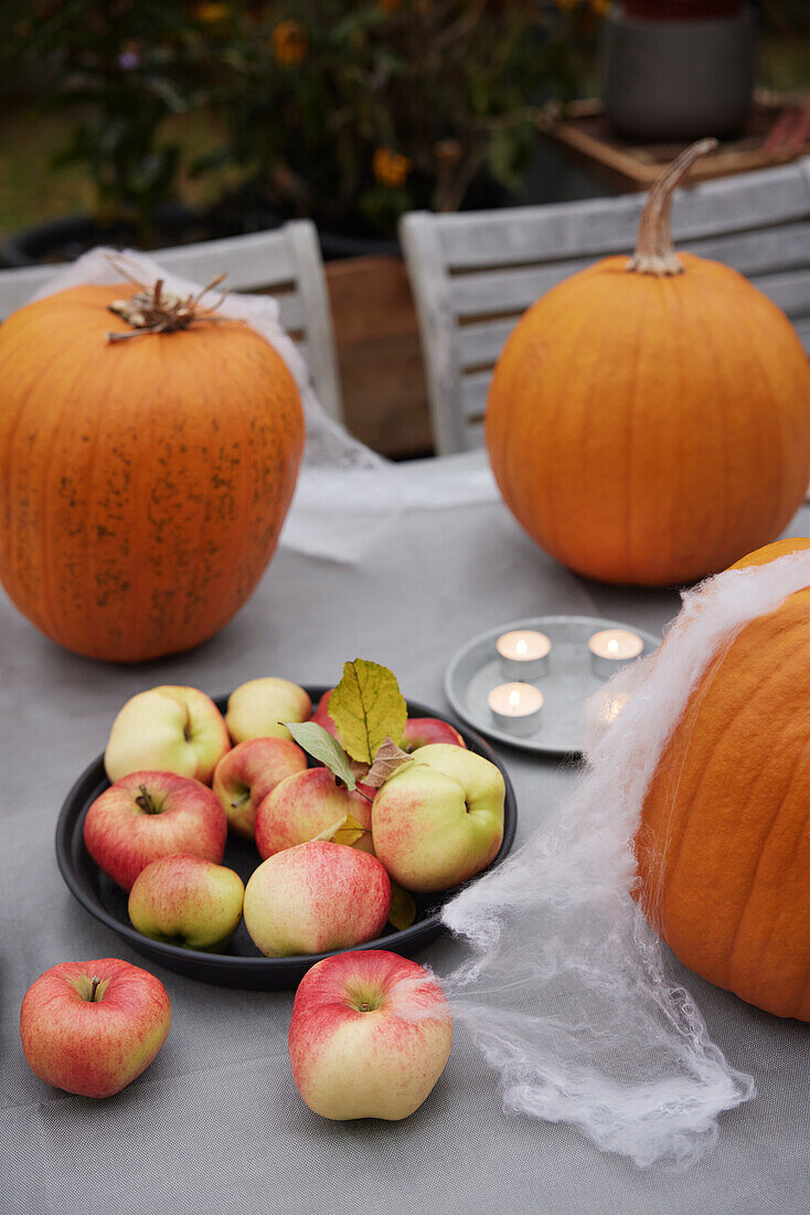 Table decorated for Halloween party