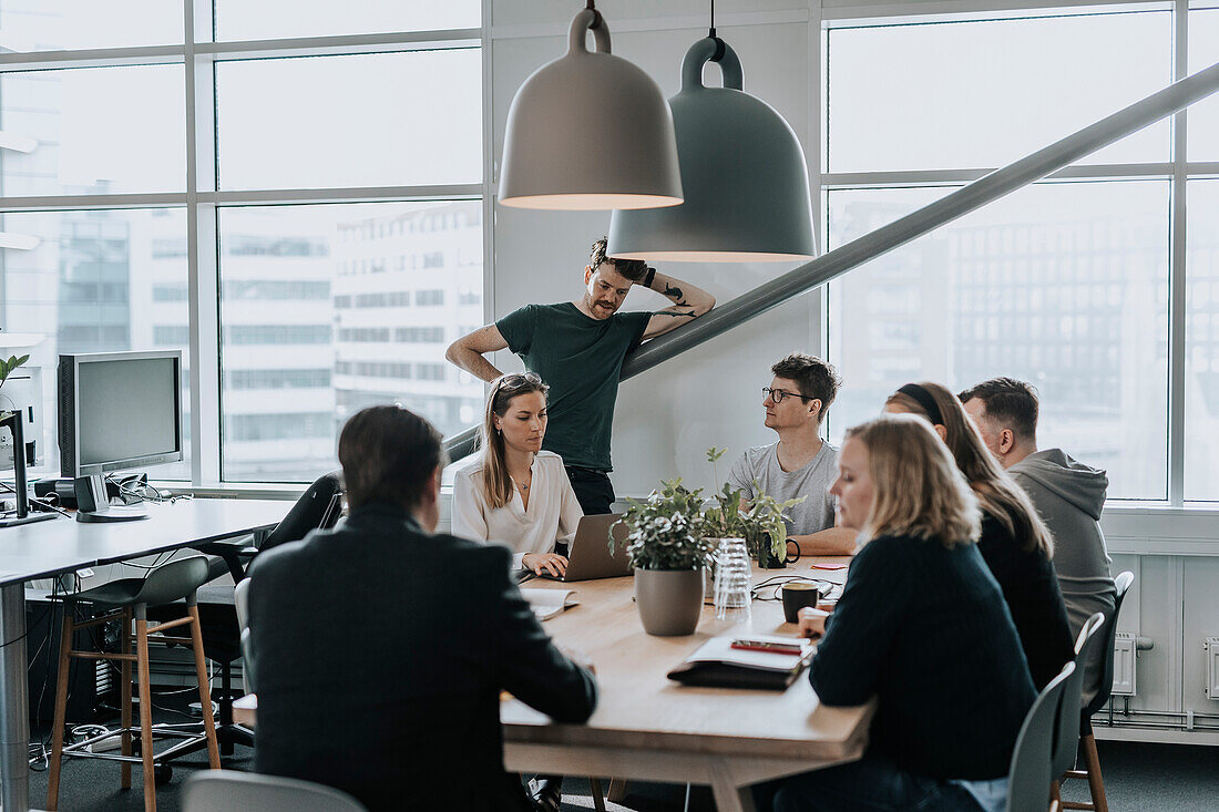 People talking during business meeting