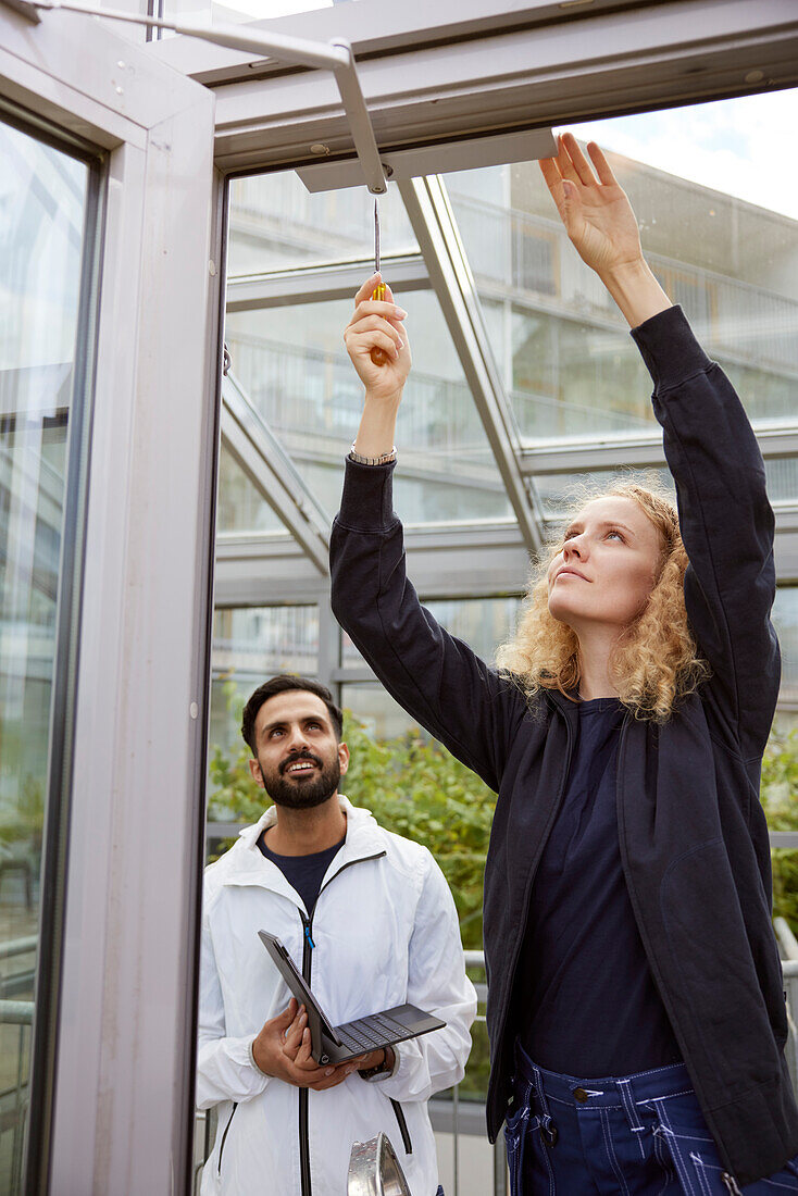 Man and woman working together