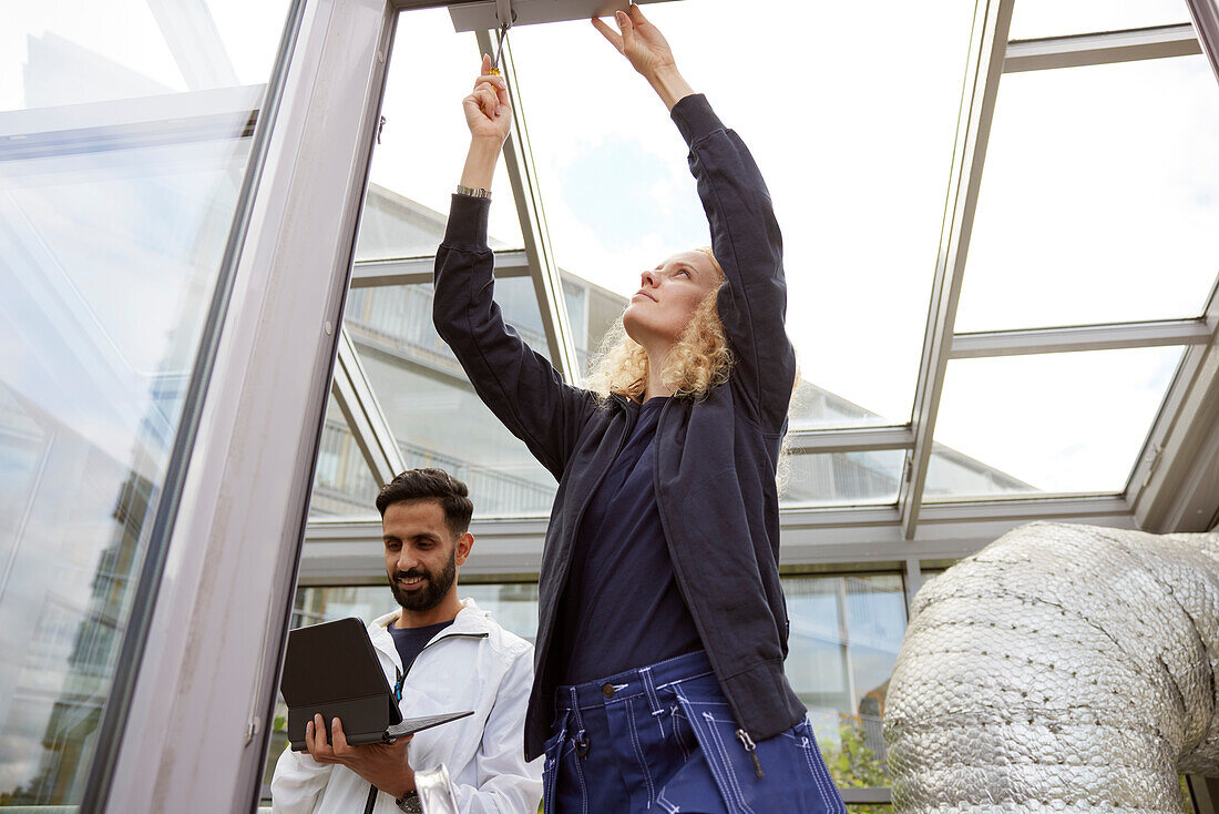 Man and woman working together