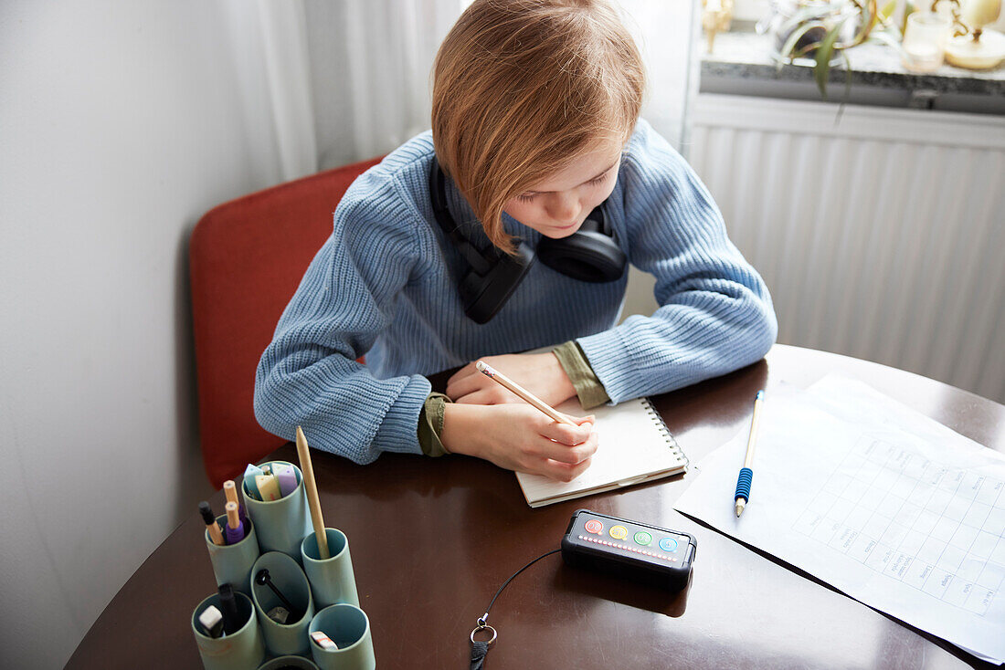 Girl doing homework at home