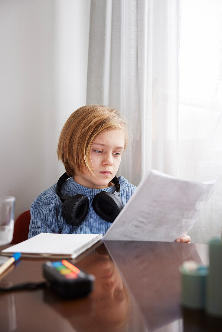 Girl doing homework at home