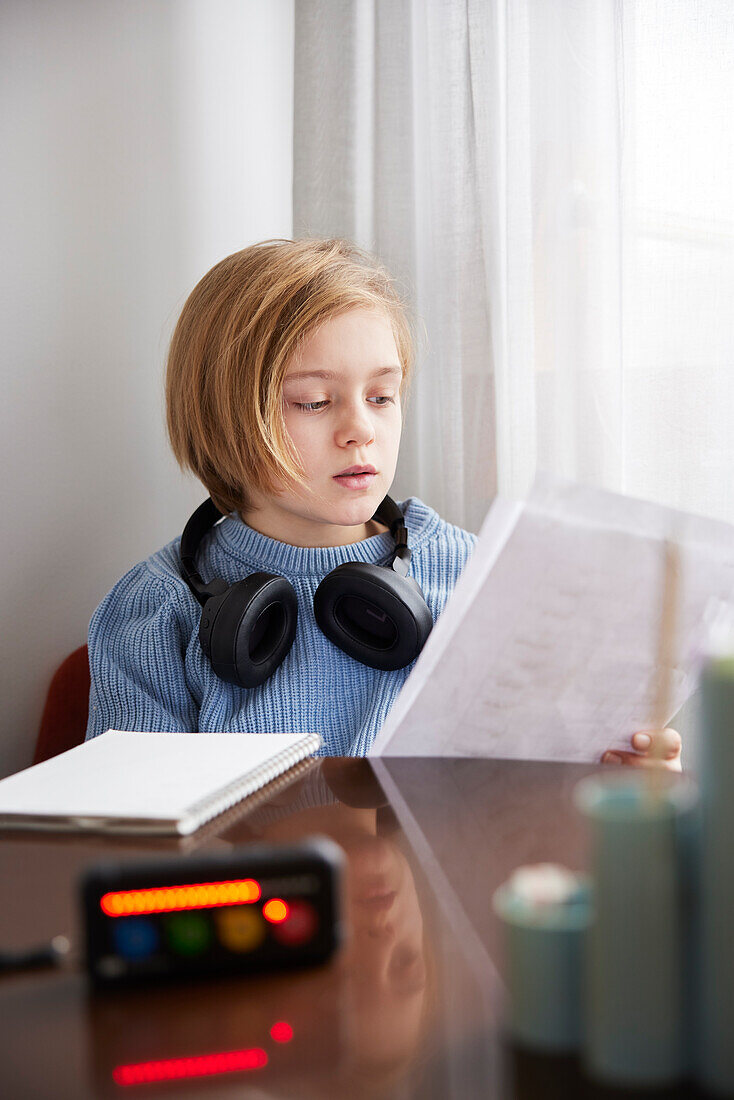 Girl doing homework at home