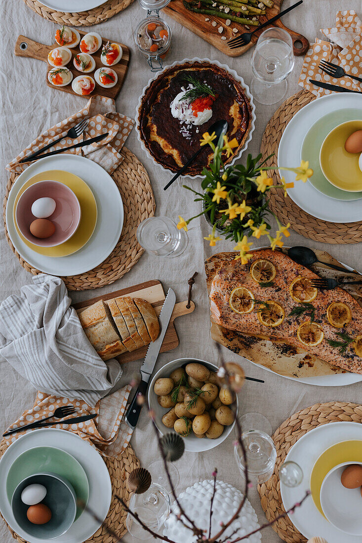 Table set for Easter meal