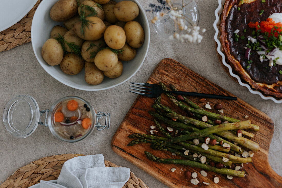 Potatoes and asparagus for Easter meal