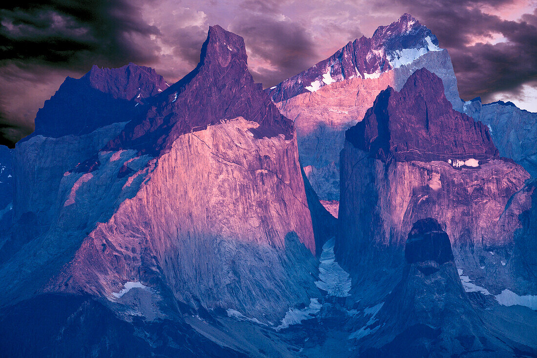 Chile, Patagonia. Torres del Paine National Park at sunrise.