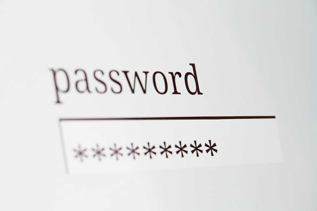 Close-up of password on computer screen