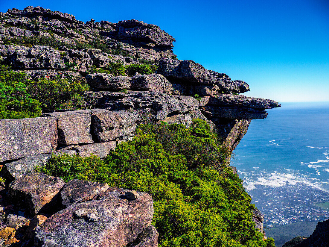 Südafrika, Westkap, Kapstadt, Felsformationen auf dem Tafelberg