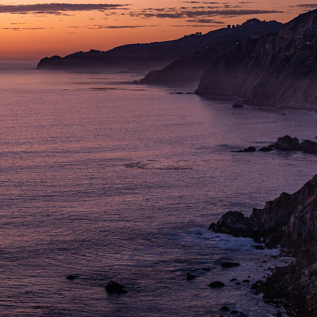 United States, California, Big Sur, Big Sur coastline at sunset