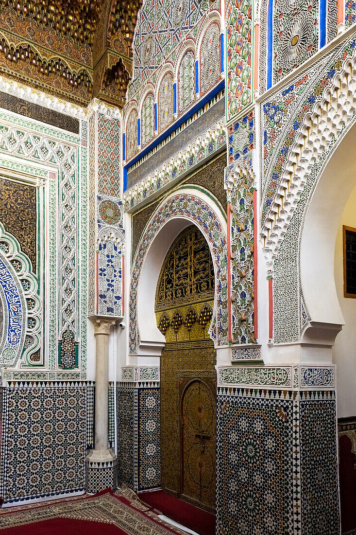 Africa, Morocco, Traditionally decorated walls and tilework in mosque