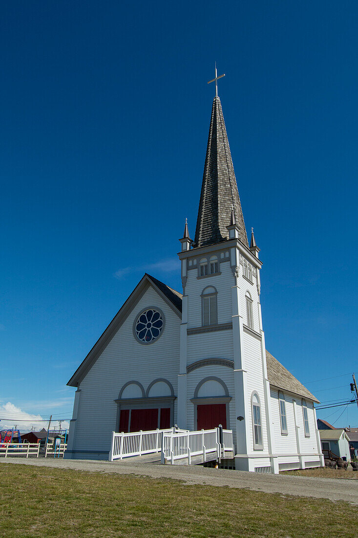 Alaska, Nome. Downtown Nome, Anvil City Square and Old St. Joseph's Hall, Roman Catholic Church c. 1901.