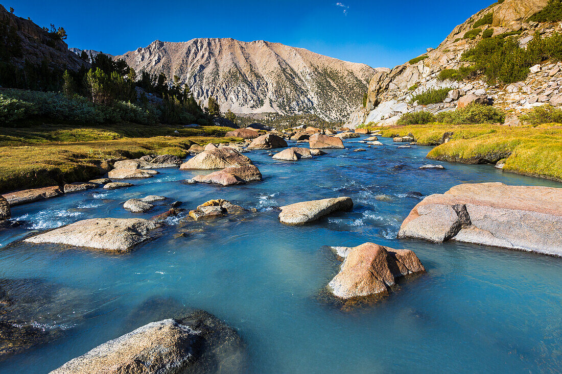 Stream in Sam Mack Meadow, John Muir Wilderness, Sierra Nevada Mountains, California, USA