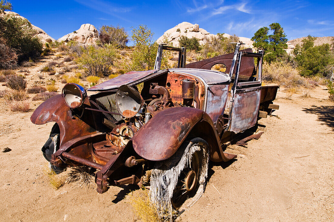 Old truck at the Wall Street Stamp Mill, Joshua Tree National Park, California, USA