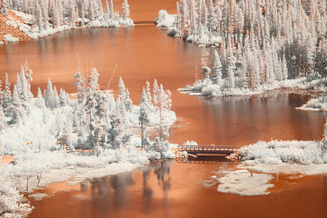 Infrared shot of Twin Lakes in the Mammoth Lakes Basin near Mammoth Lakes, California 