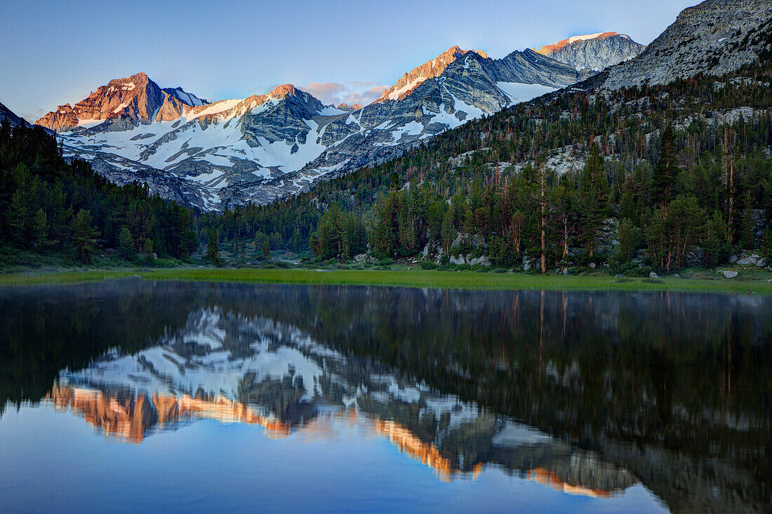 USA, California, Sierra Nevada Range. Reflections in Heart Lake