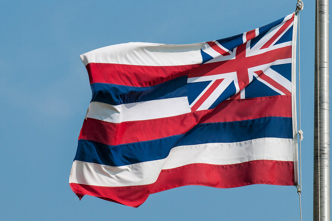 Hawaiianische Staatsflagge, Oahu, Hawaii.
