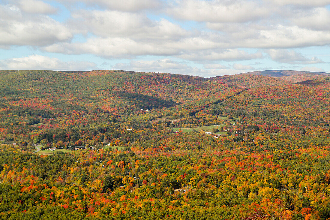 Looking out over the autumn landscape from Route 2 in Western Massachusetts, USA