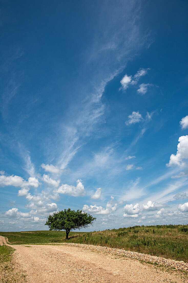 Partly cloudy day in the Flint Hills of Kansas