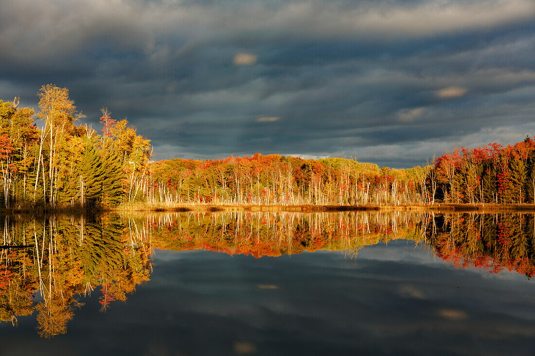 Red Jack Lake and sunrise reflection, Alger County, Upper Peninsula of Michigan.